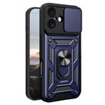CONSTRAIN - iPhone 17 ile uyumlu Apple Kılıf Kamera Korumalı Sürgülü Yüzüklü Armor Military Tank Kızaklı Sert Silikon Kapak - Lacivert