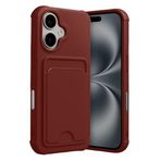 CONSTRAIN - iPhone 17 ile uyumlu Kılıf Kamera Ve Köşe Korumalı Kartlıklı Cüzdanlı Yumuşak Renkli Silikon Kapak içi Kadife - Bordo