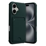 CONSTRAIN - iPhone 17 ile uyumlu Kılıf Kamera Ve Köşe Korumalı Kartlıklı Cüzdanlı Yumuşak Renkli Silikon Kapak içi Kadife - Koyu Yeşil