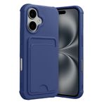 CONSTRAIN - iPhone 17 ile uyumlu Kılıf Kamera Ve Köşe Korumalı Kartlıklı Cüzdanlı Yumuşak Renkli Silikon Kapak içi Kadife - Lacivert