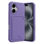 CONSTRAIN - iPhone 17 ile uyumlu Kılıf Kamera Ve Köşe Korumalı Kartlıklı Cüzdanlı Yumuşak Renkli Silikon Kapak içi Kadife - Lila