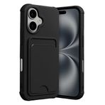 CONSTRAIN - iPhone 17 ile uyumlu Kılıf Kamera Ve Köşe Korumalı Kartlıklı Cüzdanlı Yumuşak Renkli Silikon Kapak içi Kadife - Siyah