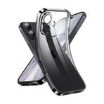 CONSTRAIN - iPhone 17 ile uyumlu Kılıf Tam Kamera Korumalı Metalik Parlak Renkli Kenarlı Yumuşak Silikon Lensli Kapak - Siyah