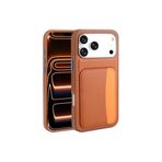 CONSTRAIN - iPhone 17 Pro ile uyumlu İphone Kılıf Kamera Korumalı Kartlıklı Cüzdanlı Renkli Tuşlu Deri Tasarımlı Silikon Kapak - Kahverengi