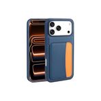 CONSTRAIN - iPhone 17 Pro ile uyumlu İphone Kılıf Kamera Korumalı Kartlıklı Cüzdanlı Renkli Tuşlu Deri Tasarımlı Silikon Kapak - Lacivert