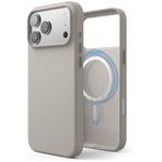 CONSTRAIN - iPhone 17 Pro ile uyumlu Kılıf Leather Magsafe ile uyumlu Deri Liquid Kapak Hassas Butonlu içi Kadife Sert Silikon - Gri