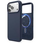 CONSTRAIN - iPhone 17 Pro ile uyumlu Kılıf Leather Magsafe ile uyumlu Deri Liquid Kapak Hassas Butonlu içi Kadife Sert Silikon - Lacivert