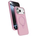 CONSTRAIN - iPhone 17 Pro ile uyumlu Kılıf Magsafe ile uyumlu Halkalı Extra Standlı içi Kadife Yumuşak Mat Renkli Süet Silikon Kapak - Pembe