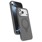 CONSTRAIN - iPhone 17 Pro Max ile uyumlu Kılıf Magsafe ile uyumlu Halkalı Extra Standlı içi Kadife Yumuşak Renkli Süet Silikon Kapak - Gri