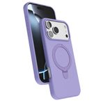 CONSTRAIN - iPhone 17 Pro Max ile uyumlu Kılıf Magsafe ile uyumlu Halkalı Extra Standlı içi Kadife Yumuşak Renkli Süet Silikon Kapak - Lila