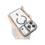 CONSTRAIN - iPhone 17 Pro Max ile uyumlu Kılıf Standlı Mika Magsafe ile uyumlu Hassas Buton Metal Tuşlu + Kamera Lens Cam Hediyeli Set - Gri