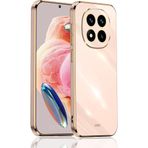 CONSTRAIN - Redmi Note 14 Pro ile uyumlu Xiaomi 4G Kılıf Kamera Korumalı Parlak Gold Altın Kenarlı Yumuşak Silikon Kapak - Pembe