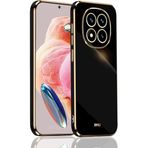 CONSTRAIN - Redmi Note 14 Pro ile uyumlu Xiaomi 4G Kılıf Kamera Korumalı Parlak Gold Altın Kenarlı Yumuşak Silikon Kapak - Siyah