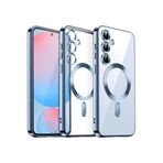 CONSTRAIN - Samsung Galaxy A35 / A55 ile uyumlu Kılıf Magsafe ile uyumlu Destekli Parlak Renkli Kenarlı Arkası Şeffaf Silikon - Mavi