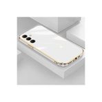 CONSTRAIN - Samsung Galaxy S25 FE ile uyumlu Kılıf Kamera Korumalı Parlak Gold Altın işlemeli Kenarlı Yumuşak Silikon Kapak - Beyaz