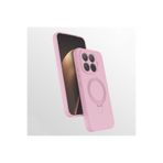 CONSTRAIN - Xiaomi 15T Pro ile uyumlu Mi Kılıf Magsafe ile uyumlu Halkalı Extra Standlı içi Kadife Yumuşak Renkli Silikon Samara Kapak - Pembe