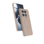 CONSTRAIN - Xiaomi ile uyumlu Mi 14T Pro Kılıf MagSafe ile uyumlu Halkalı Extra Standlı Içi Kadife Yumuşak Renkli Silikon Kapak - Desert Gold