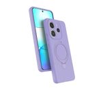 CONSTRAIN - Xiaomi ile uyumlu Redmi Note 14 4G Kılıf MagSafe ile uyumlu Halkalı Extra Standlı Içi Kadife Yumuşak Renkli Silikon Kapak - lila