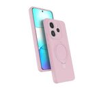CONSTRAIN - Xiaomi ile uyumlu Redmi Note 14 4G Kılıf MagSafe ile uyumlu Halkalı Extra Standlı Içi Kadife Yumuşak Renkli Silikon Kapak - pembe