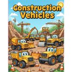 Construction Vehicles Coloring Book: Fun and Easy Coloring Pages of Excavators, Cranes, Cement Trucks, Trucks, Bulldozers, and More