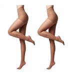 Conte elegant Model yapan kadın külotlu çorap, 2'li paket, kan dolaşımını uyarır, ince külotlu çorap, kadın külotlu çorap, Active 40, Bronz, L