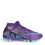 Conteyner Albishoes AirBoom Super Mercury Çoraplı Bilekli Çocuk Erkek Halısaha Krampon Futbol Ayakkabı(31-45) (Mor - Turkuaz, 36)