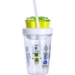 Contigo Bueno Snack Straw Robot Green 350 ml Çocuk Suluk