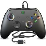 Controller PC, Wired USB Gaming Controller for PC 10 and Steam Gaming Platforms, PC Game Controller Joystick with Dual-Vibration, Turbo, Programmable, RGB LED Light and 3.5mm Stereoscopic Jack