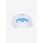 Converse Beyaz Kadın Yuvarlak Yaka Crop Top Baskılı T-Shirt Converse Sporty Cropped Tee Whıte - M