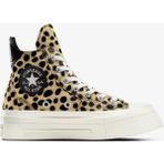 Converse Chuck 70 Leopard Print De Luxe Squared Unisex Siyah Platform Sneaker - 001-Siyah