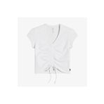 converse Classic Kadın Slim Fit V Yaka Büzgülü Beyaz T-shirt