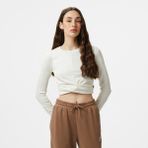 Converse Twist Front Kadın Uzun Kollu Krem T-Shirt - 286-Krem - XS