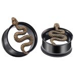 COOEAR Çift ayarlı kulak ölçüm cihazı, paslanmaz çelik küpe, tünel siyah tıpa, kulak, genişletici, yılan taşıma, piercing, 8 mm ila 25 mm., 0g(8mm), metal, Kum taşı