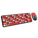 Coofbe 105 Retro Tuşlu 2.4Gh Kablosuz Bluetooth Klavye Mouse Seti Retro Kablosuz Klavye Mouse Set Kırmızı