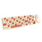 Coofbe 105 Retro Tuşlu 2.4Gh Kablosuz Bluetooth Klavye Mouse Seti Retro Kablosuz Klavye Mouse Set Krem