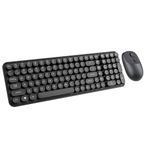 Coofbe 105 Retro Tuşlu 2.4Gh Kablosuz Bluetooth Klavye Mouse Seti Retro Kablosuz Klavye Mouse Set Siyah
