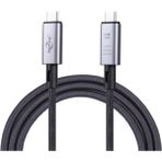 Coofbe 1mt USB 4.0 240W Thunderbolt Type-C To Type-C Şarj, Data ve 8k 60Hz Görüntü Aktarım Kablosu - Gri