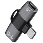 Coofbe 30W Hızlı Şarj Type-C To Type-C Dönüştürücü Çevirici Şarj Kulaklık Adaptörü Type-C Çoğaltıcı - Siyah