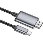 Coofbe 4K 30Hz Type-C To HDMI Dönüştürücü Görüntü Aktarım Kablosu 2metre Type-C To HDMI Görüntü Kablo - Gri