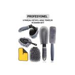 coofbe 6 Parça Profesyonel Mikrofiber Araç Oto Yıkama Seti Yıkama Eldiveni Jant Lastik Fırçası Toz F