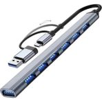 Coofbe 7in1 USB ve Type-C Girişli USB Çoğaltıcı 7in1 USB 3.0 Çoğaltıcı Type-C To USB Çevirici Akım Korumalı - Siyah