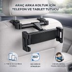 Coofbe Backseat Araç Arka Koltuk Tablet Tutucu Araç Tablet Standı 360 Döner Başlık 4.7-12.9 Inch Tablet Telefon Tutucu - Siyah