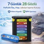 Coofbe Bpa Içermez Haftalık Hap Saklama Kutusu 4 Bölmeli 28 Gözlü Kilitli Kapaklı Hap Kutusu - Siyah