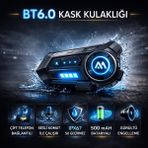Coofbe Çift Telefon Bağlantılı Su Geçirmez 500MAH Bt6.0 Motosiklet Kask Kulaklığı Intercom Rgb Işıklı Interkom Kulaklık - Siyah