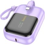 Coofbe Dijital Göstergeli Dahili Type-C Kablolu Iphone Kablolu 22.5W+PD20W 10000 mAh Mor Powerbank