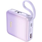 Coofbe LED Göstergeli Dahili Type-C Kablolu Iphone Kablolu 22.5W+PD20W 10.000 mAh Mor Powerbank