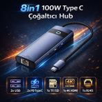 Coofbe Multiport Pd 100W 8in1 Type-C To Dönüştürücü Hub Type-C To RJ45 HDMI4K@30Hz Usb3.0 Sd/tf Hub - Gri