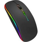 Coofbe Rgb Işıklı Ayarlanabilir 3dpı Şarjlı Sessiz 2.4g+Kablosuz Bluetooth Mouse Laptop Tablet Uyumlu - Siyah
