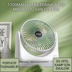 Coofbe Taşınabilir 3 Kademeli 1200MAH Şarjlı Masaüstü Vantilatör Fan Ev Ofis Masaüstü Vantilatör - Beyaz