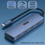 Coofbe USB 3.2 Gen 2 Hub 10GBPS 4in1 Type-C Çoğaltıcı Adaptör Usb-C Çoğaltıcı Hub Örgü Kabo Tak Kullan - Gri